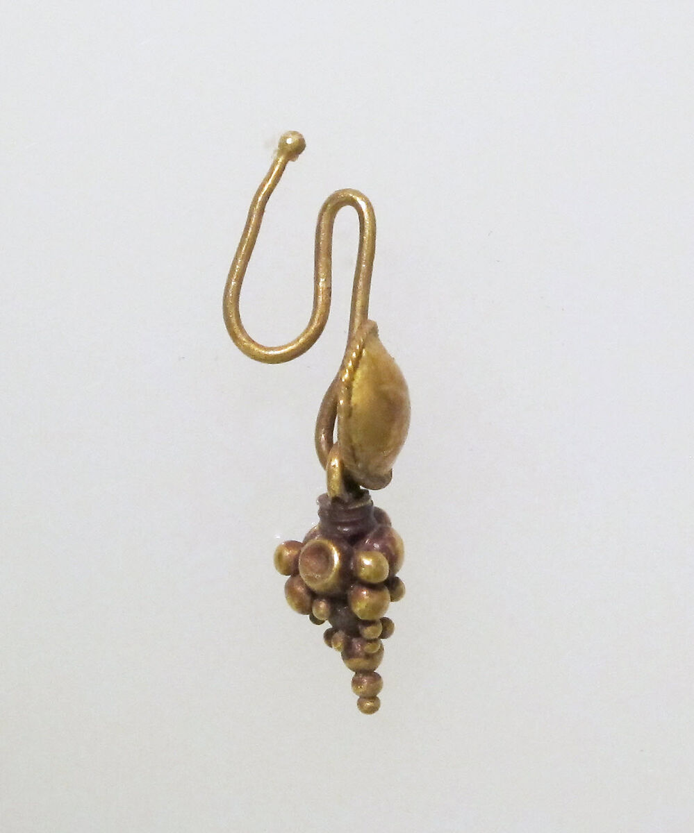 Earring-hook type, with disc and pendant, Gold 
