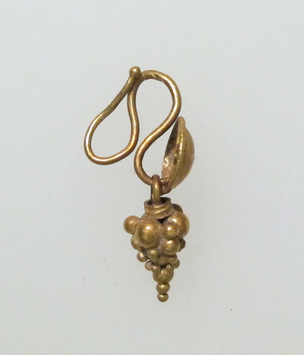 Earring-hook type, with disc and pendant, Gold 