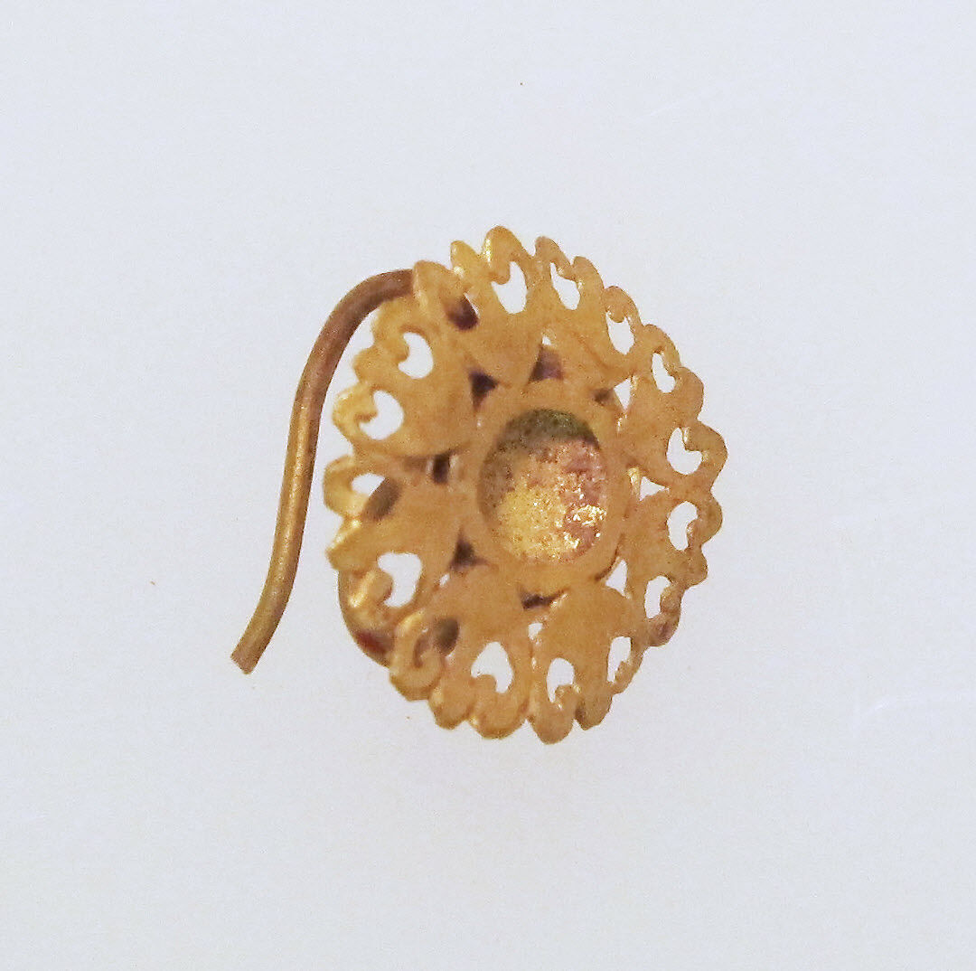 Earring-hook type with disc, Gold 