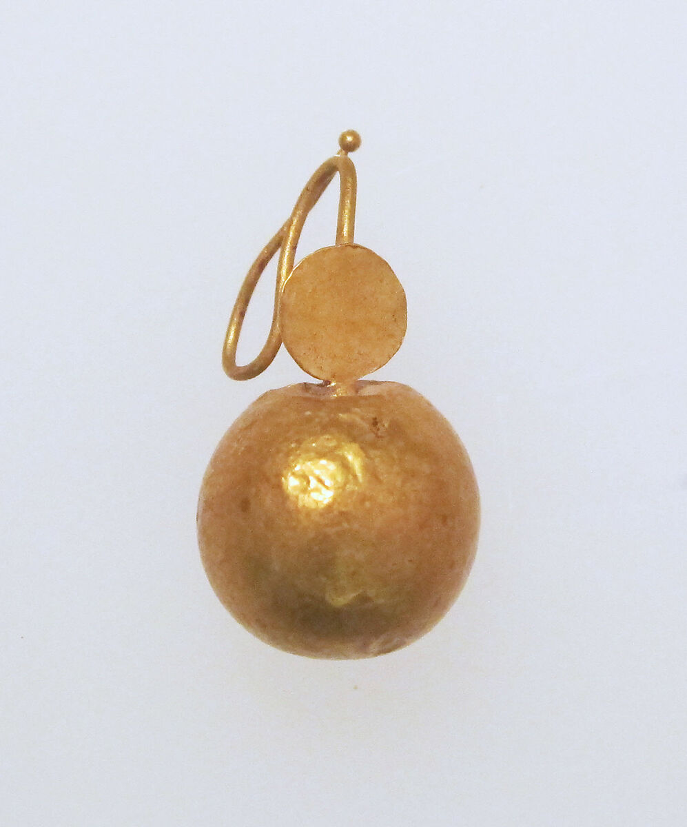 Earring-hook type with sphere ends, Gold 