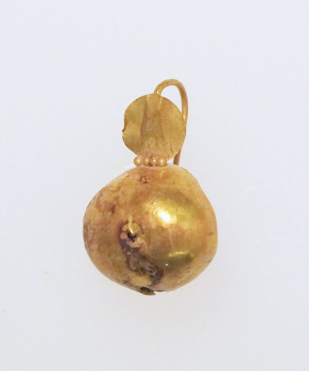 Earring-hook type with sphere ends, Gold 