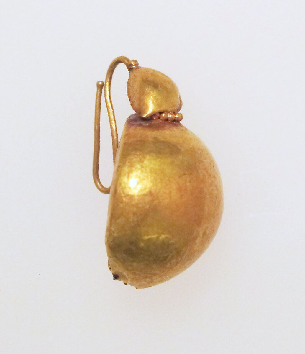 Earring-hook type with sphere ends, Gold 