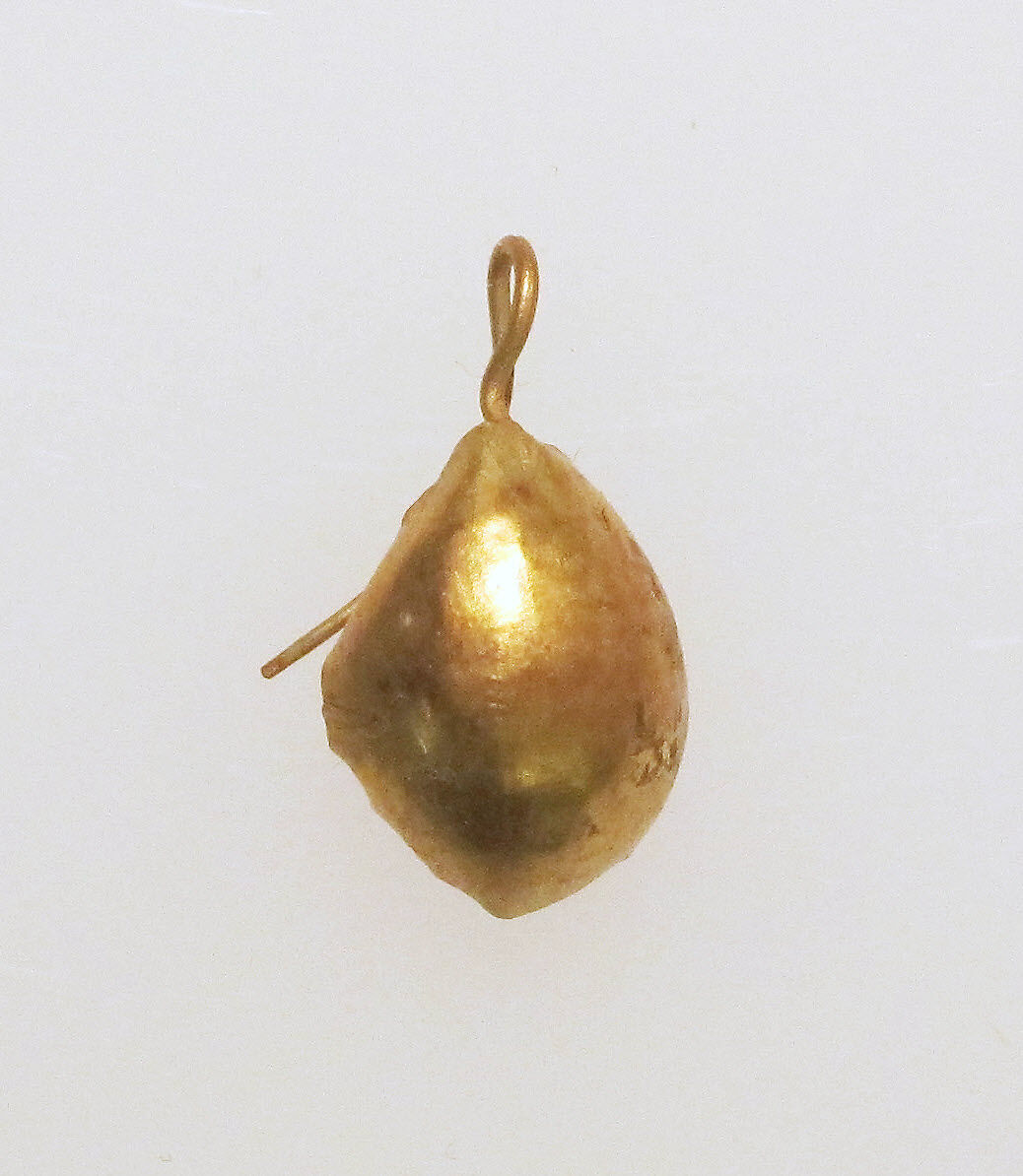 Earring-hook type with sphere ends, Gold 