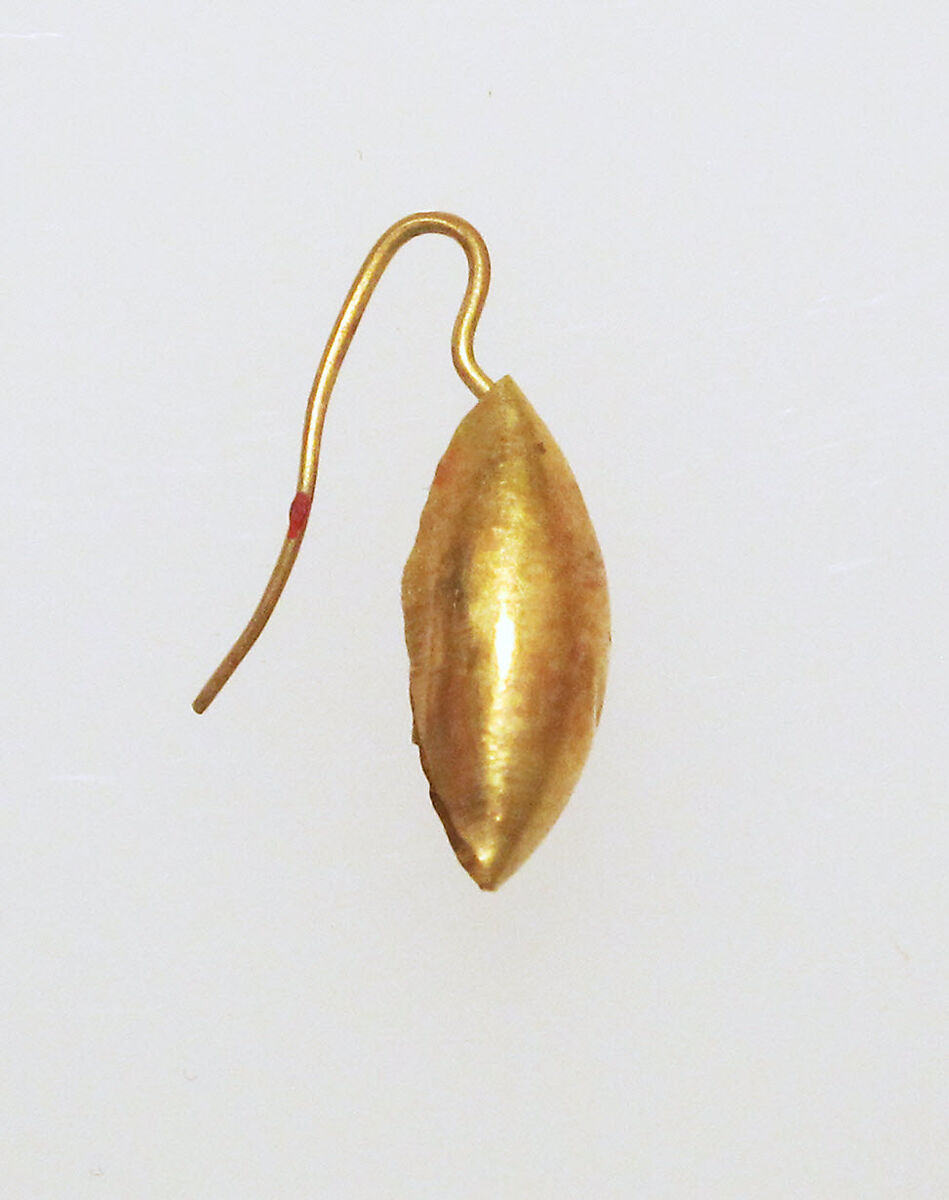 Earring-hook type with sphere ends, Gold 