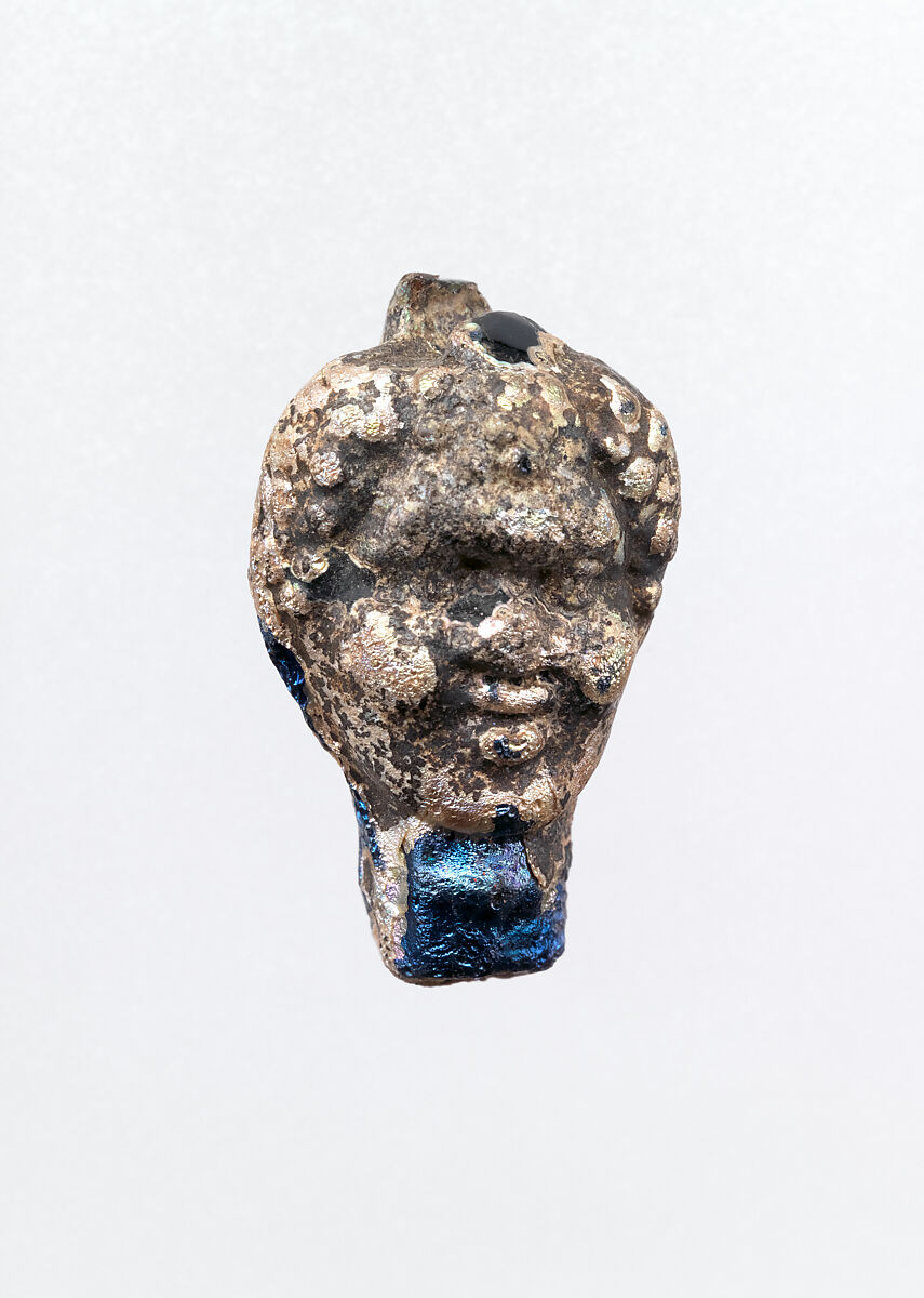 Glass pendant  in the shape of a Black African's head, Glass, Greek, Eastern Mediterranean 