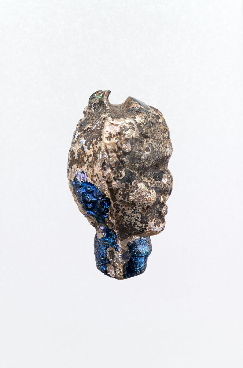 Glass pendant  in the shape of a Black African's head, Glass, Greek, Eastern Mediterranean