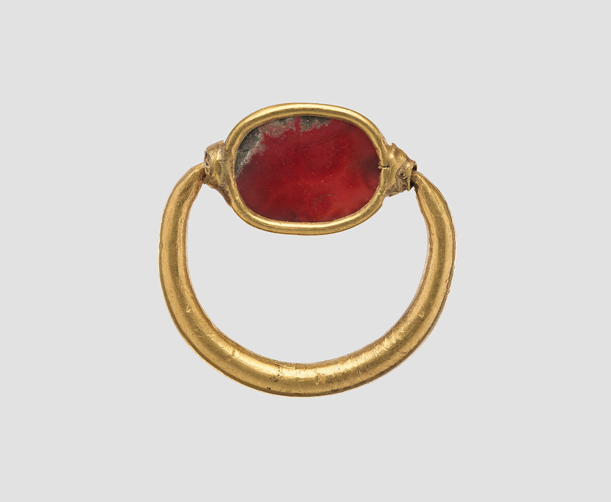 Gold and carnelian scaraboid ring, Gold, carnelian, Greek, Cypriot