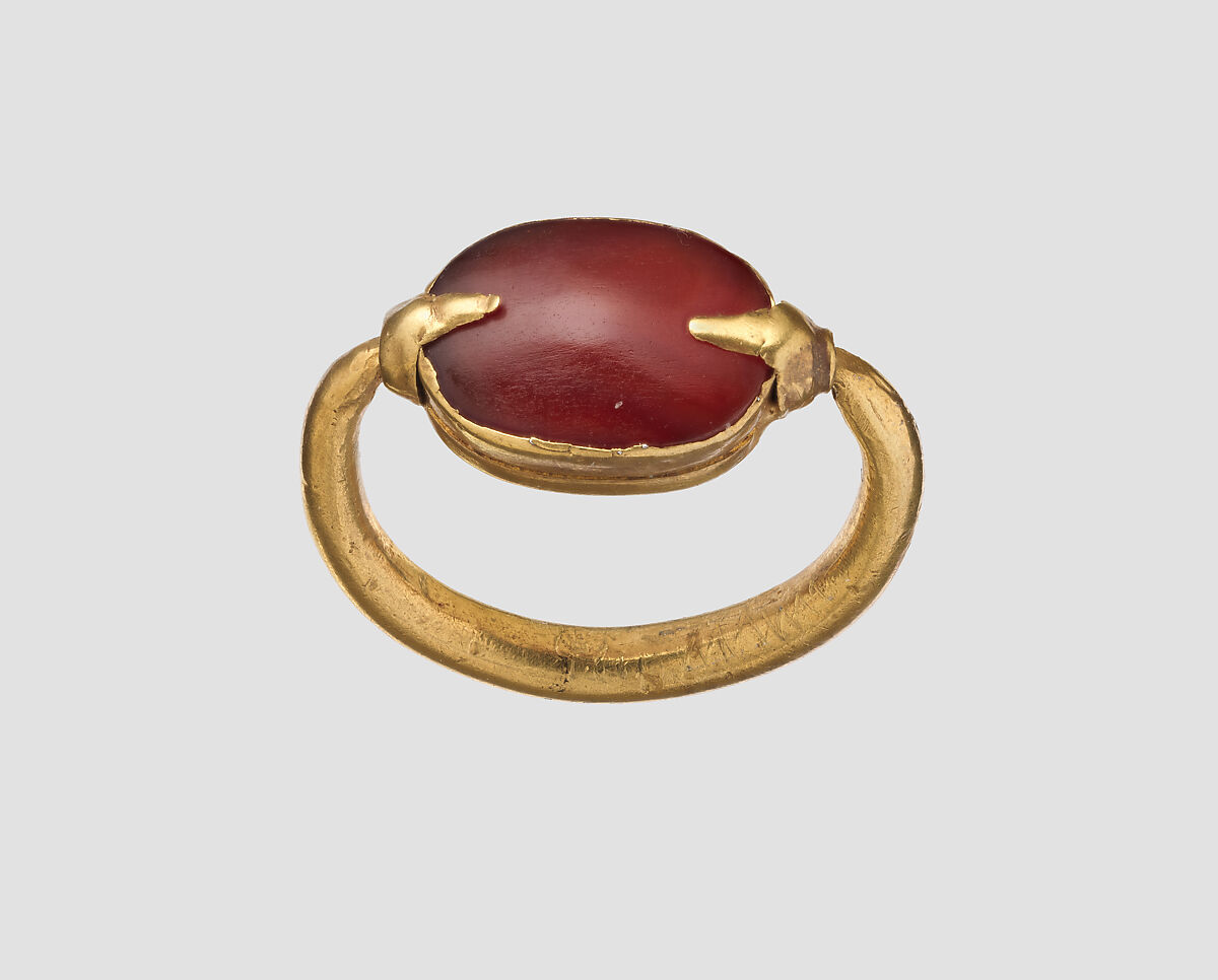 Gold and carnelian scaraboid ring, Gold, carnelian, Greek, Cypriot