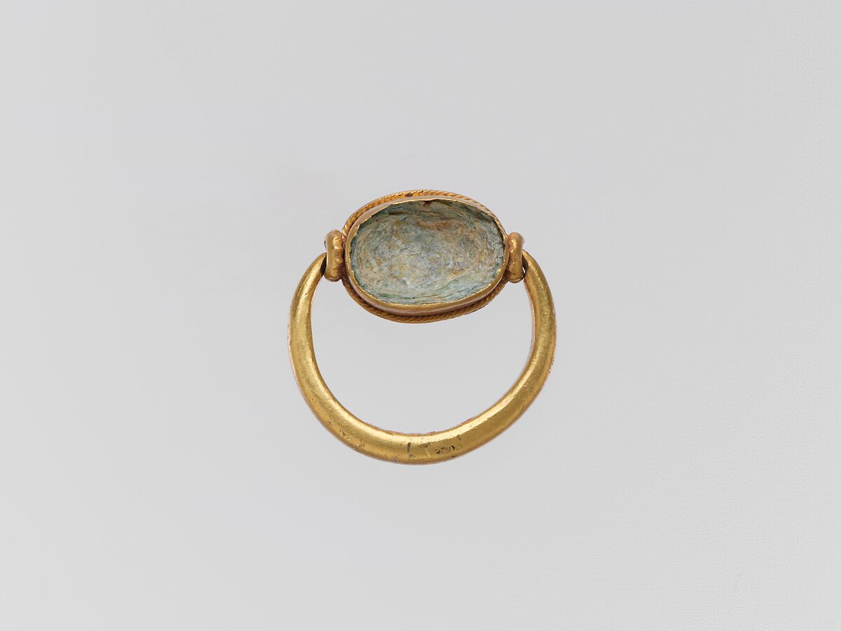 Gold ring with glass paste ring stone, Gold, glass paste, Greek or Cypriot 