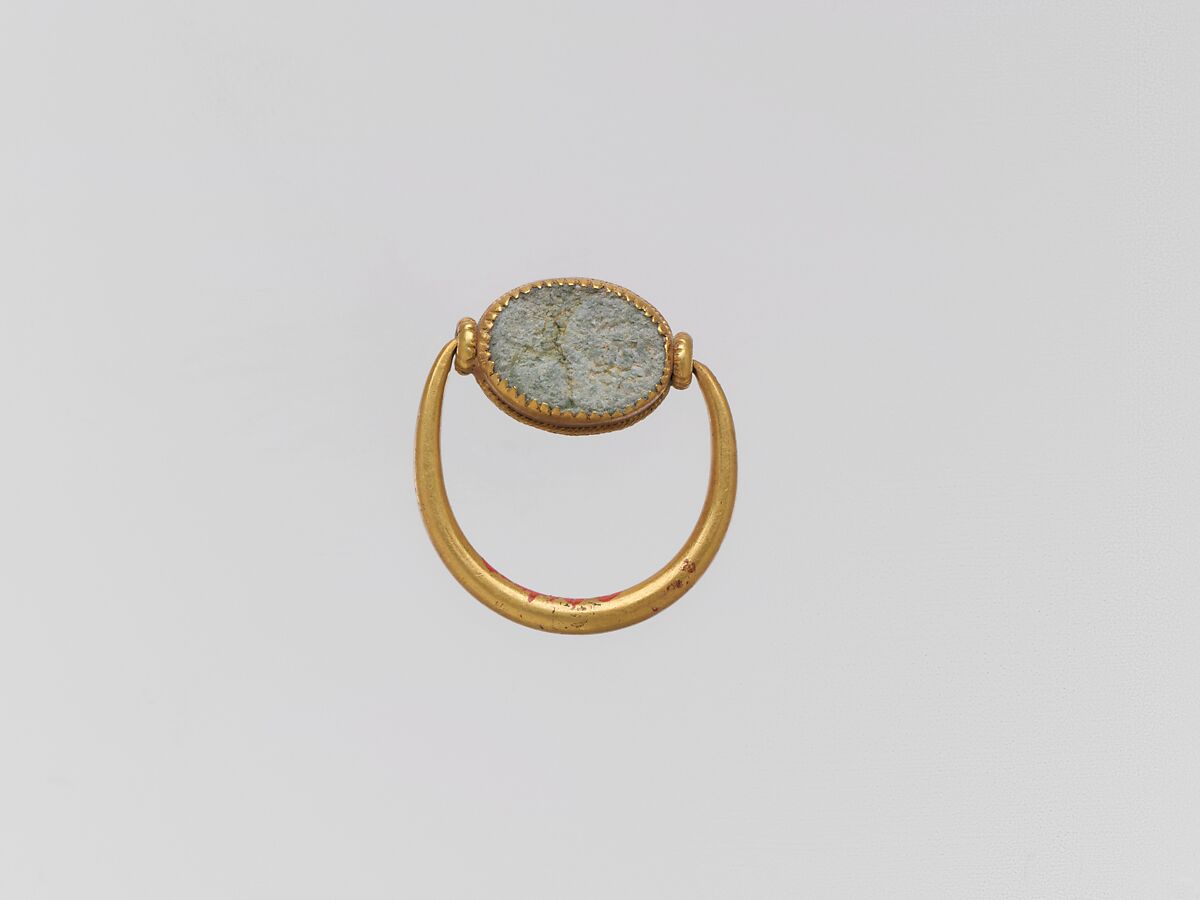 Gold ring with glass paste ring stone, Gold, glass paste, Greek or Cypriot 