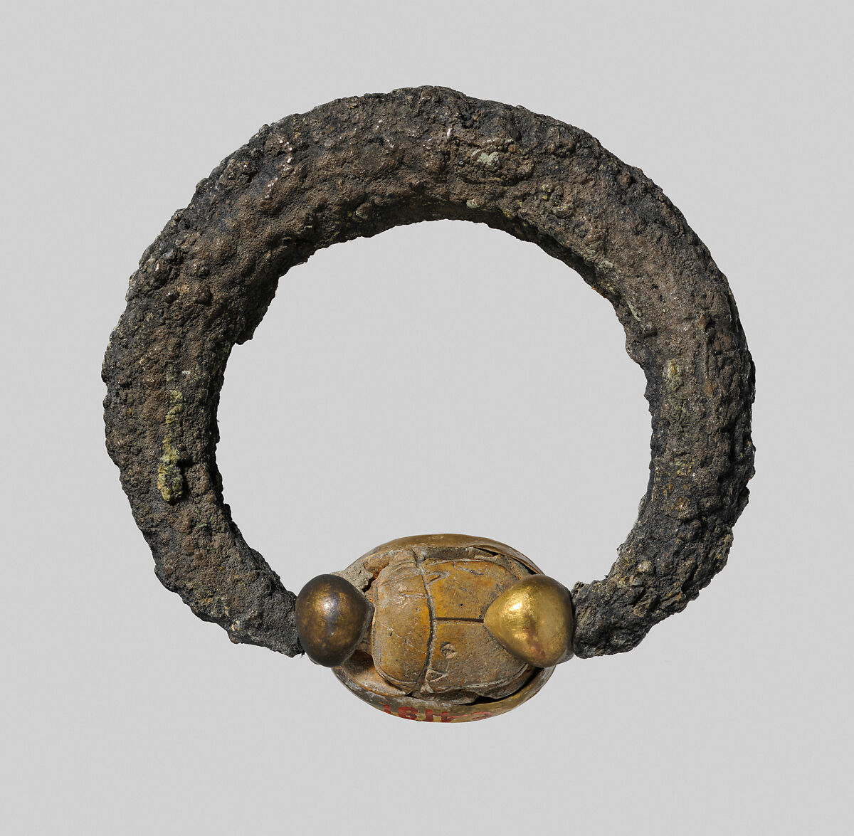 Silver ring with "Men-kheper-ra" scarab, Silver, ivory, Egyptian