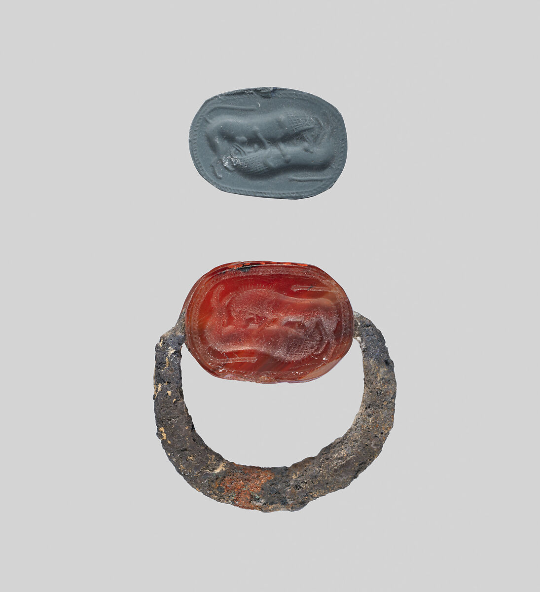 Silver ring with carnelian scarab, Carnelian, Silver, Greek