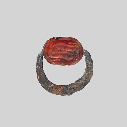 Silver ring with carnelian scarab