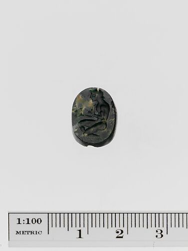 Moss agate scaraboid seal