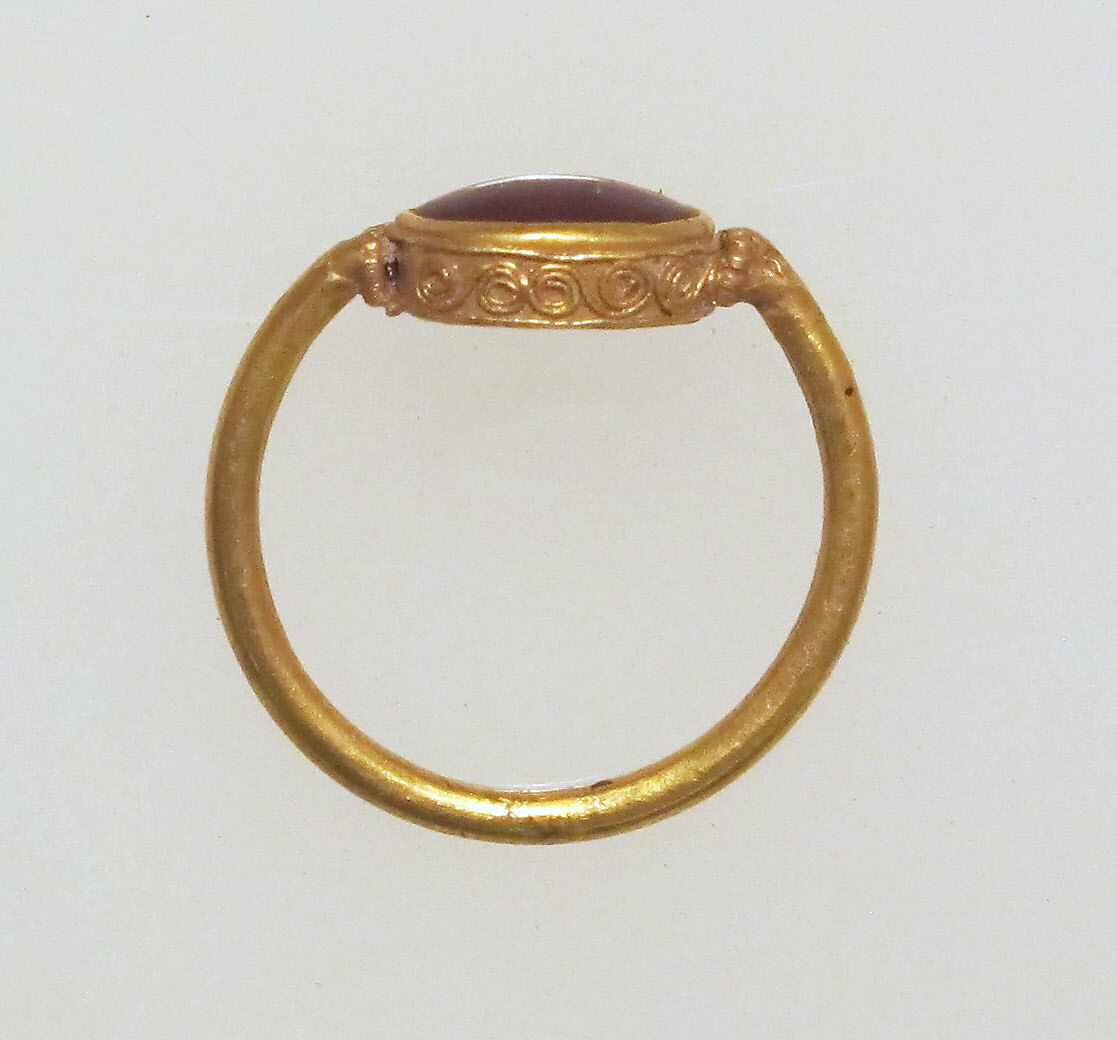 Ring, filigree with sard, Gold, sard 