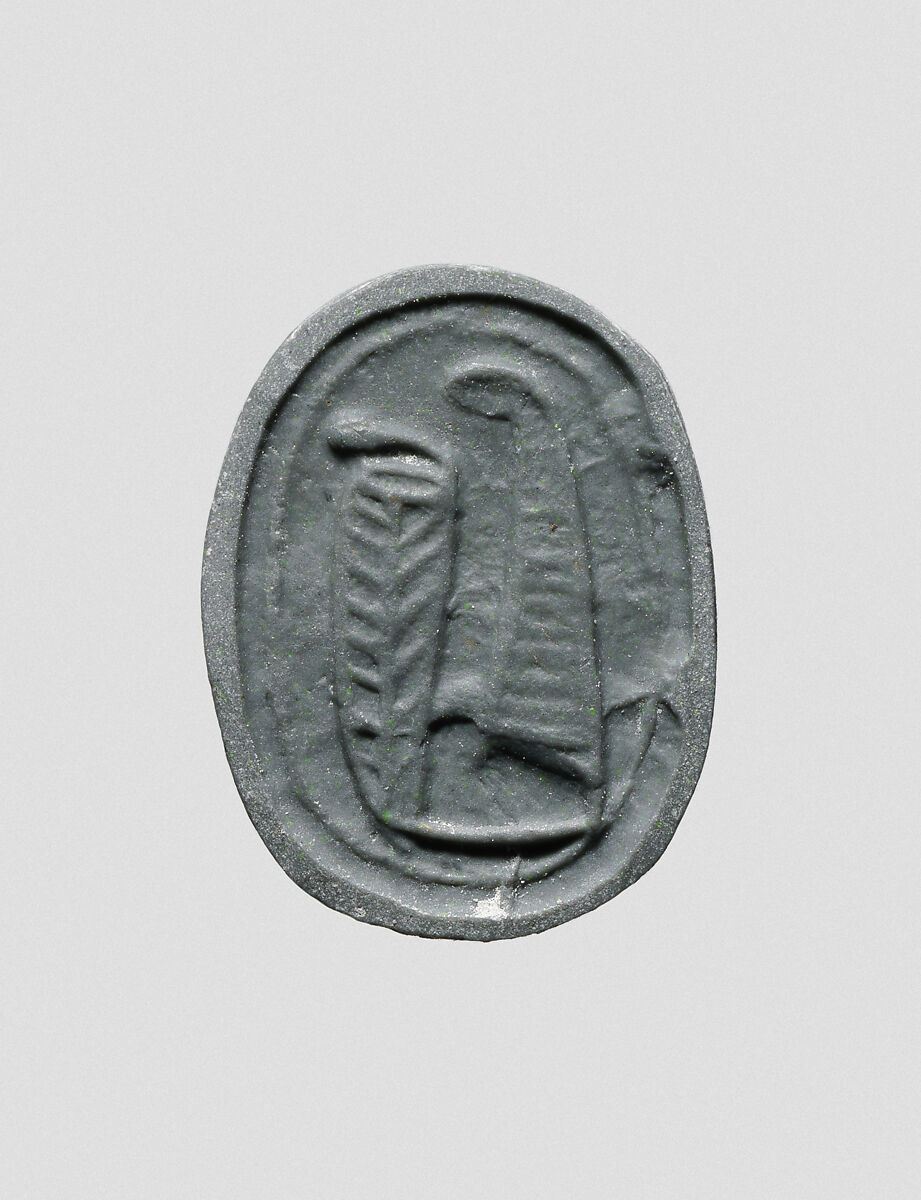 Gold ring with scarab, Gold, copper alloy, silver, faience, Cypriot