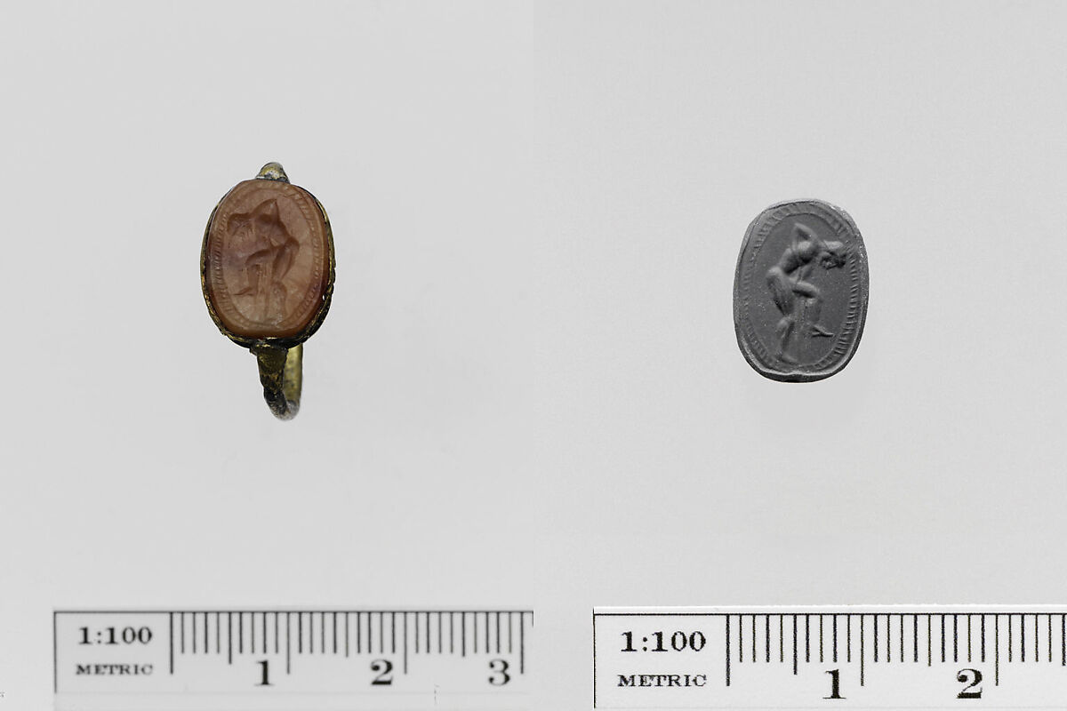 Carnelian scarab, Carnelian, gold, Greek