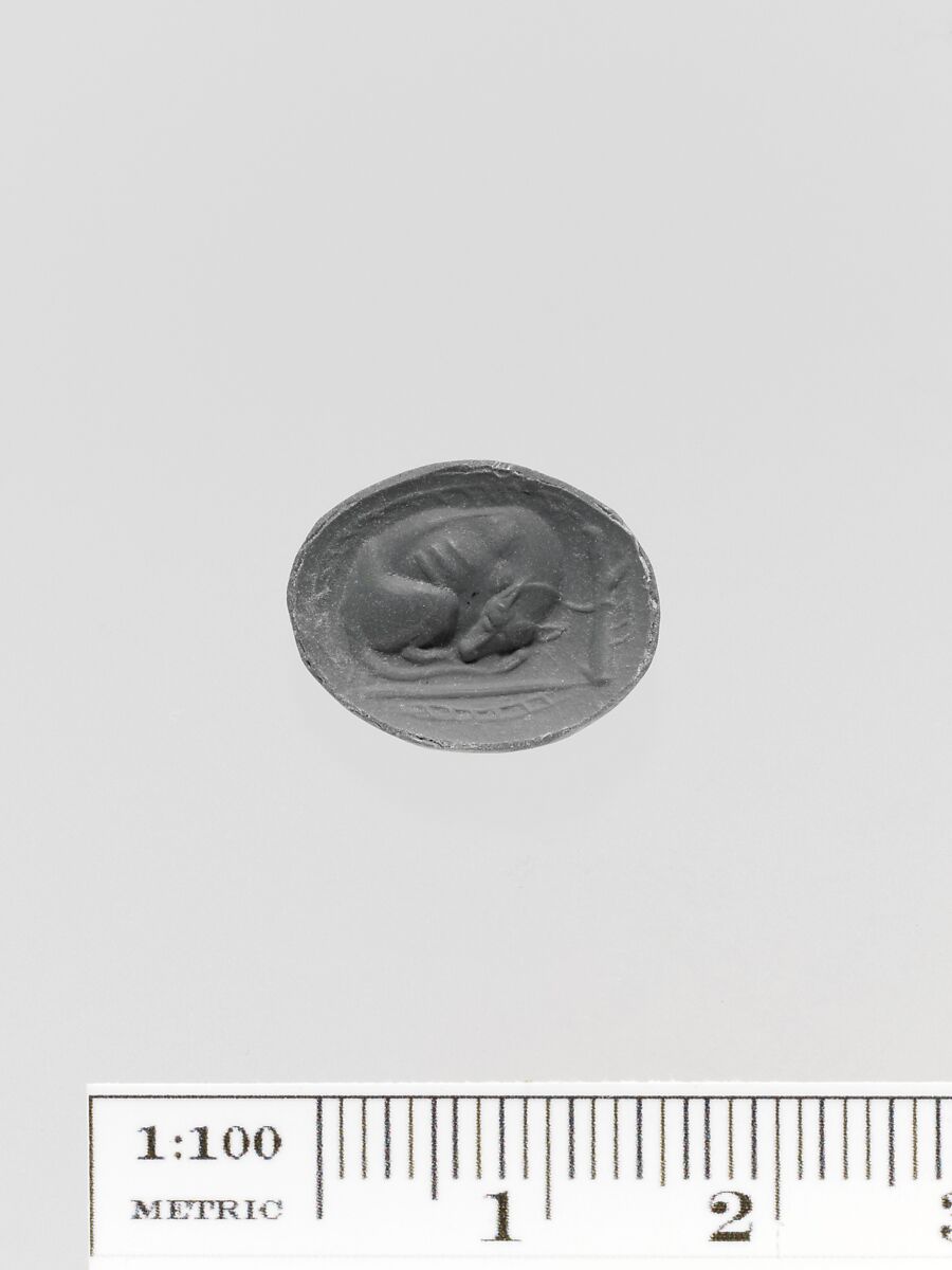 Obsidian seal set in a gold ring, Jasper, gold, bronze, Greek