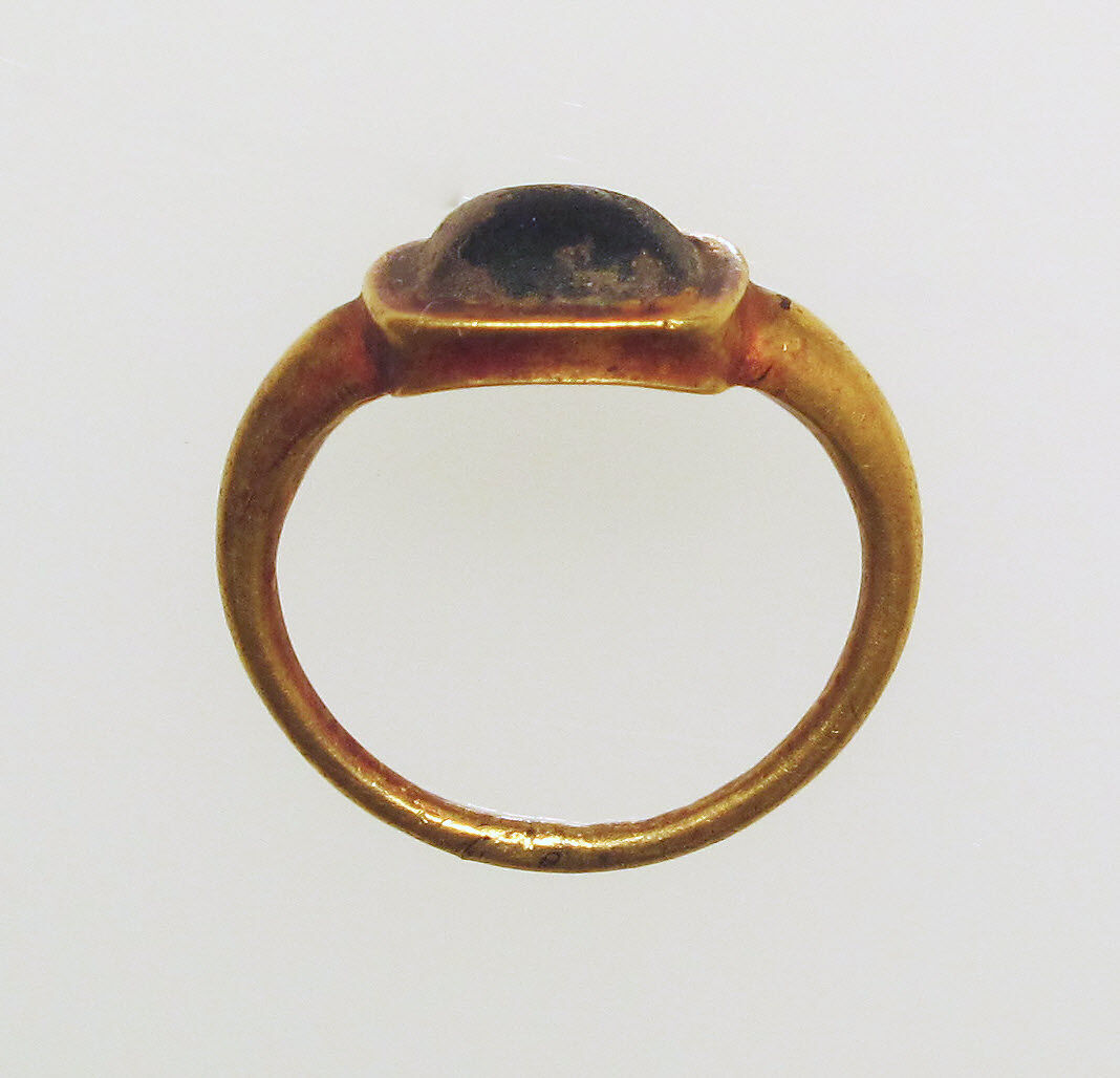 Ring with glass bezel, Gold, glass, Roman 