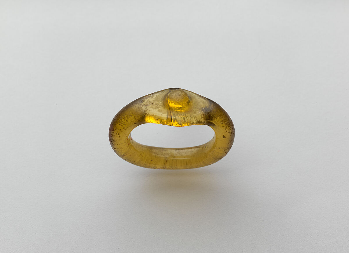 Glass ring, Glass, amber, Roman