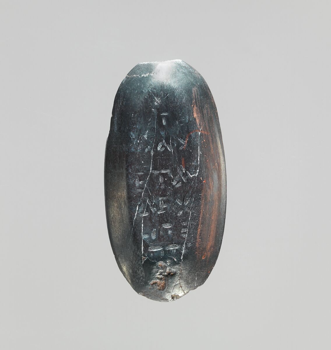 Hematite intaglio: Lion-headed god, Hematite, Roman