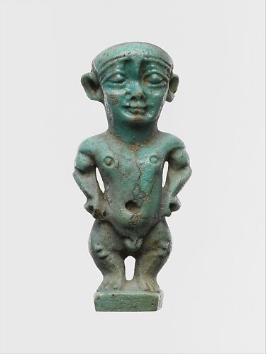 Faience amulet in the form of the dwarf god Pataikos