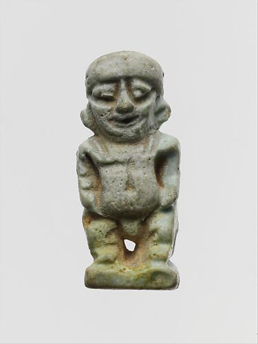Faience two-sided amulet in the form of the dwarf god Pataikos