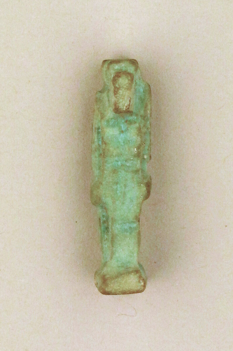 Faience amulet of a ram-headed Amun-re or Khnum, Faience, Egyptian 