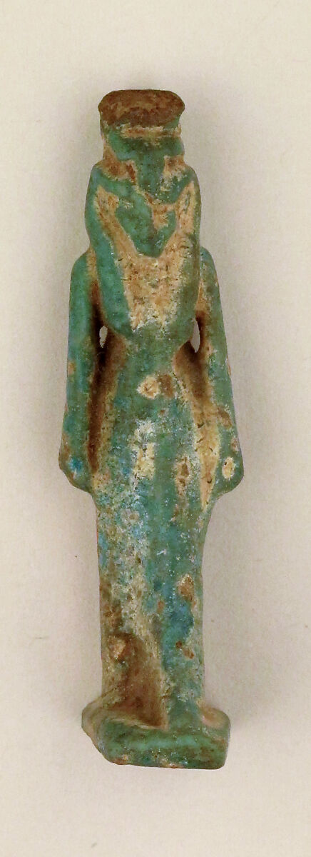 Amulet, Hathor, Clay, glazed, Egyptian 