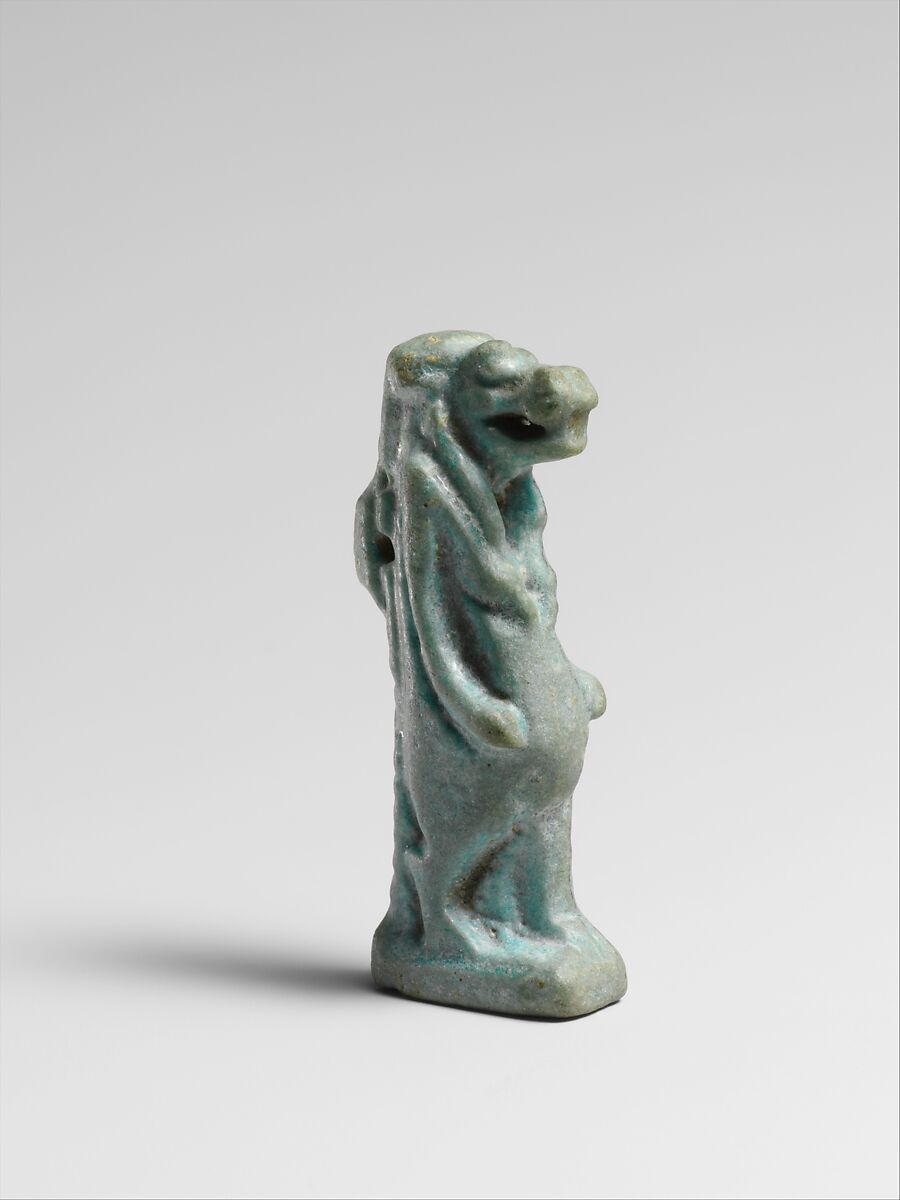 Faience amulet of Taweret, Clay, glazed, Egyptian 