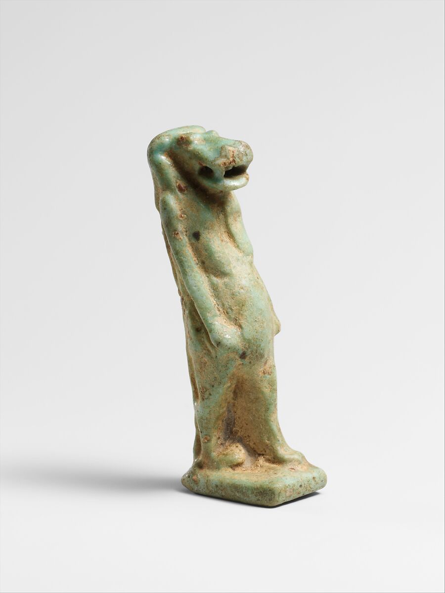 Faience amulet of Taweret, Clay, glazed, Egyptian 