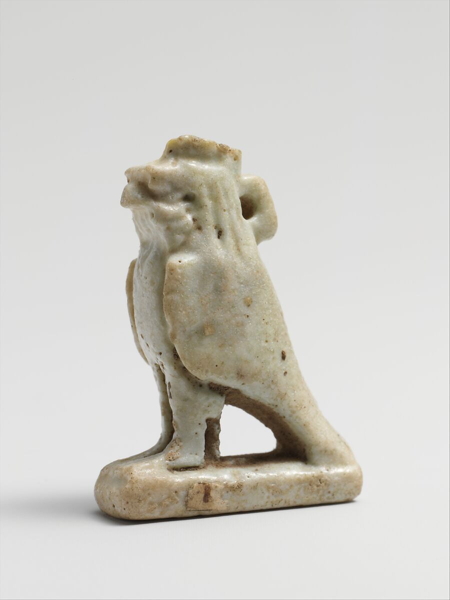 Faience amulet of Ra Horakhty, Clay, glazed, Egyptian 