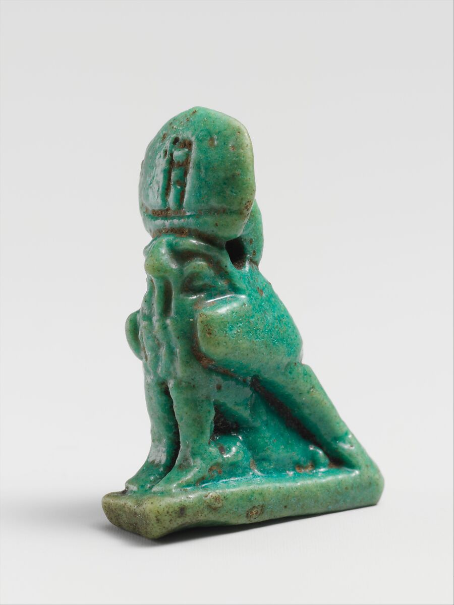 Faience amulet of Ra Horakhty, Clay, glazed, Egyptian 