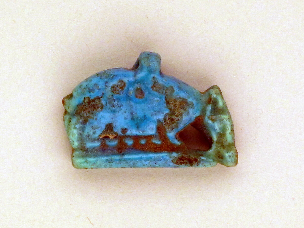 Faience amulet of a sow, Clay, glazed, Egyptian 