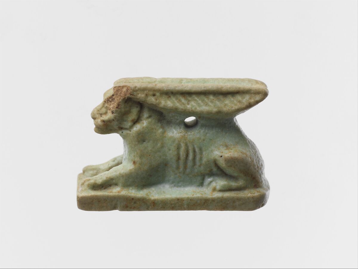 Faience amulet in the form of a hare, Clay, glazed, Egyptian 