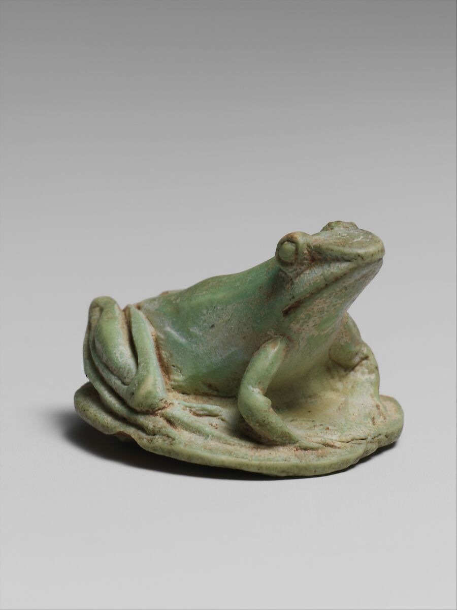 Faience amulet in the form of a tree frog, Faience, Egyptian, Ptolemaic 