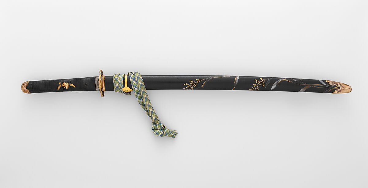 芒蒔絵鞘突兵拵 Blade and Mounting for a Sword (<i>Katana</i>), 高本秀宗 Takamoto Hidemune  Japanese, Steel, wood, lacquer, leather, gold, iron, Japanese