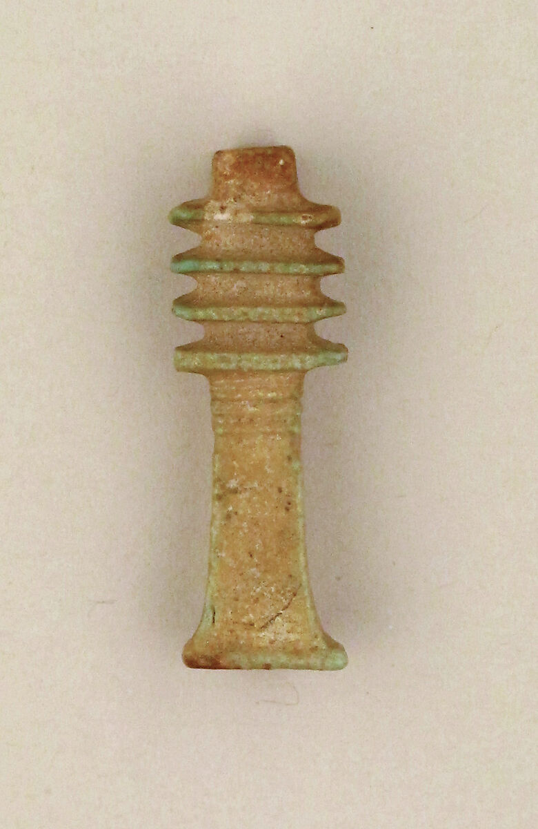 Faience djed-pillar amulet, Faience, Egyptian 