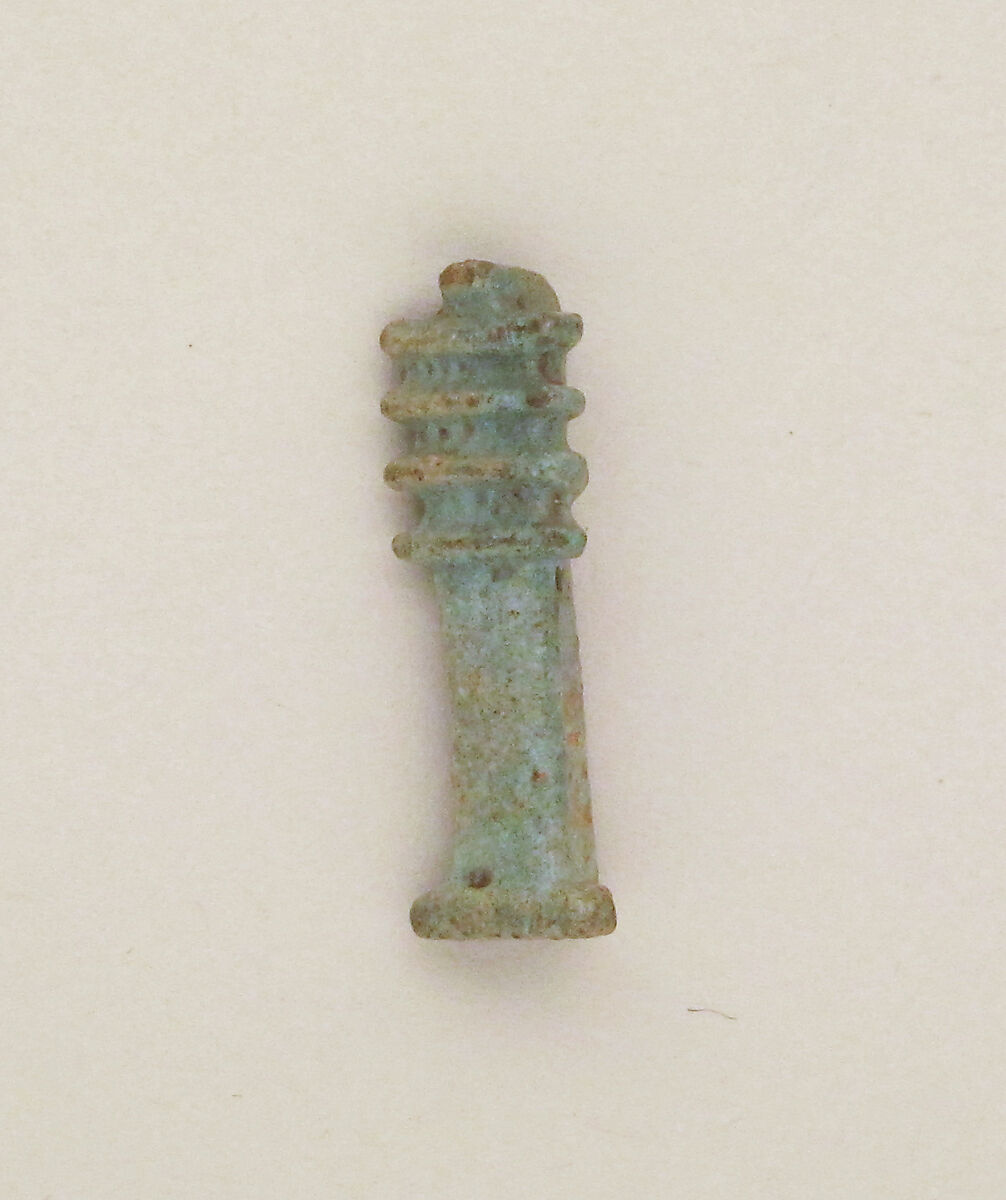 Faience djed-pillar amulet, Faience, Egyptian 