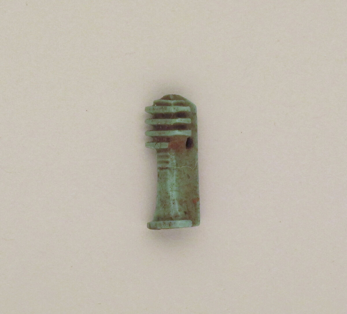 Faience djed-pillar amulet, Faience, Egyptian 