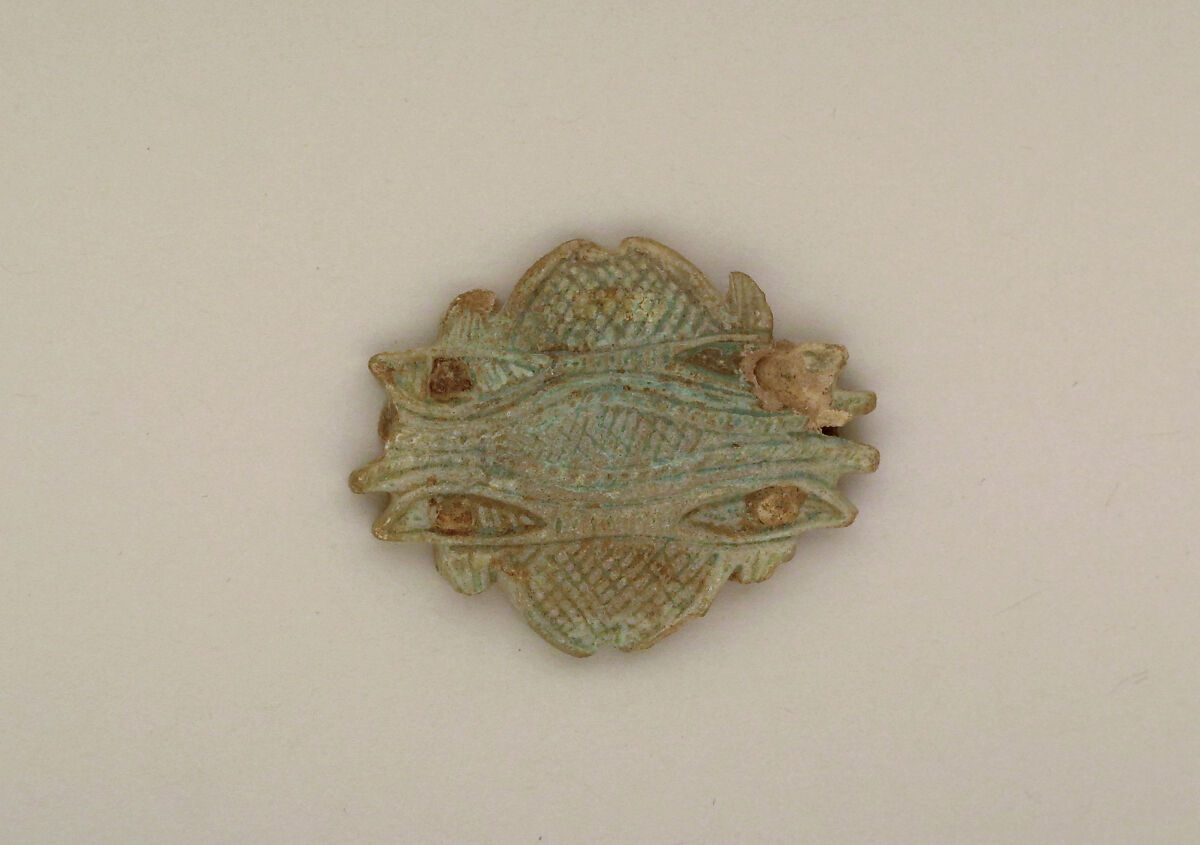 Faience Udjat eyes and papyrus clump, Faience, Egyptian 