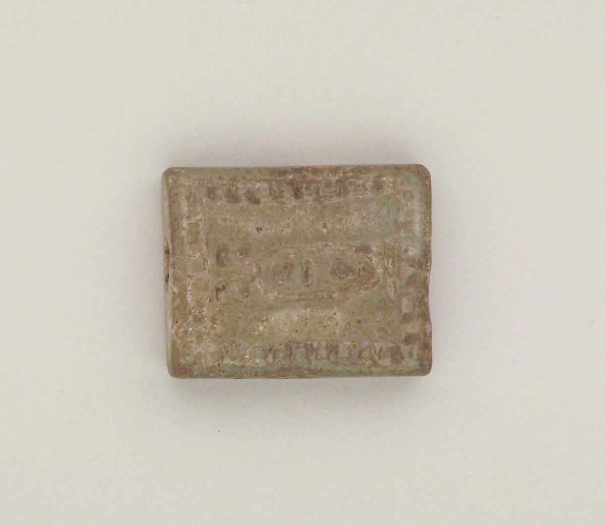 Faience amulet plaque inscribed "Men-Kheper-ra", Faience, Egyptian 