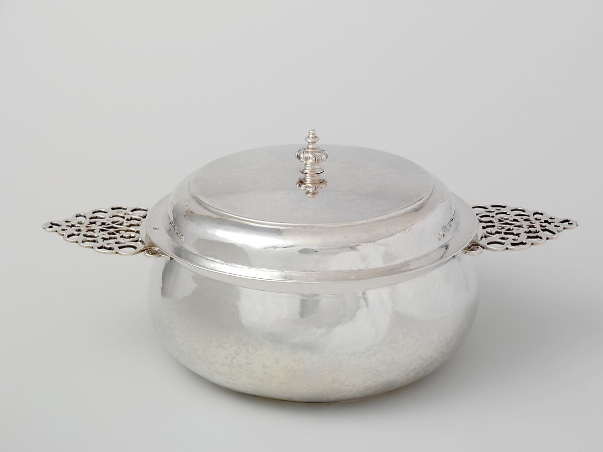 Covered Porringer, Marked by INK or IVK, Silver, American 