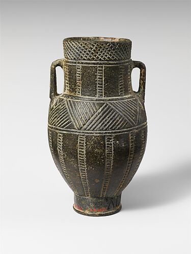 Chlorite amphoriskos (small jar)