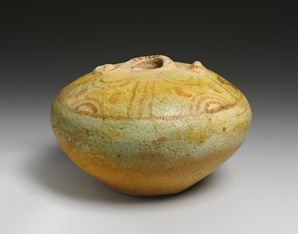 Fragmentary faience stirrup jar, Faience, Cypriot 