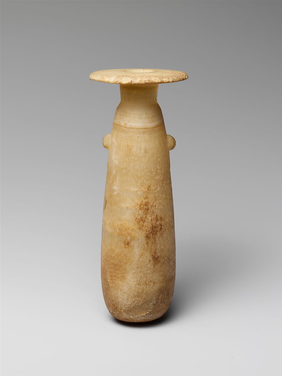 Alabaster alabastron (perfume vase), Calcite (alabaster), Cypriot 