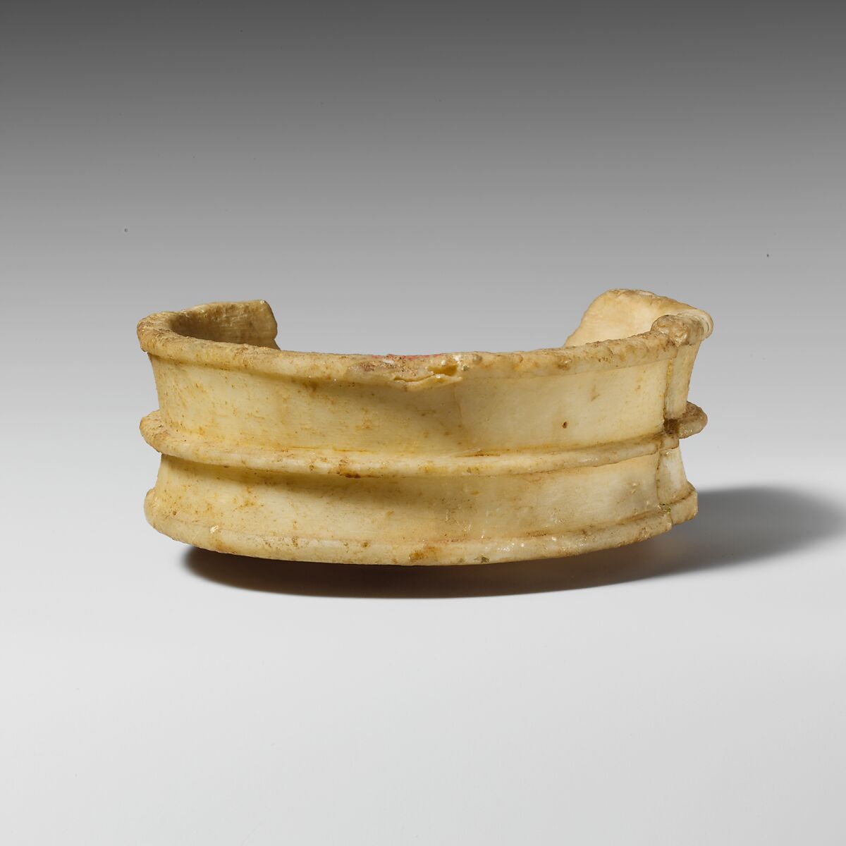 Fragmentary alabaster stemmed bowl, Gypsum (alabaster), Cypriot 