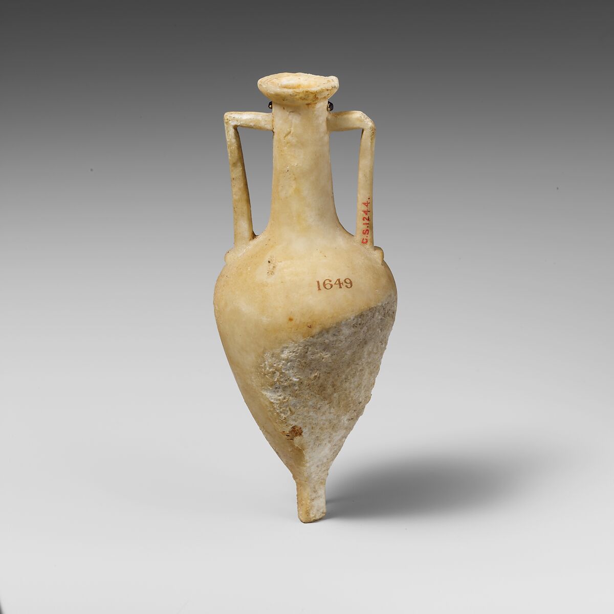 Alabaster amphoriskos (small flask), Gypsum (alabaster), Cypriot 