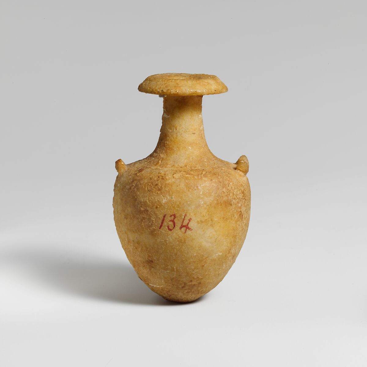 Miniature alabaster amphora (jar), Gypsum (alabaster), Cypriot 