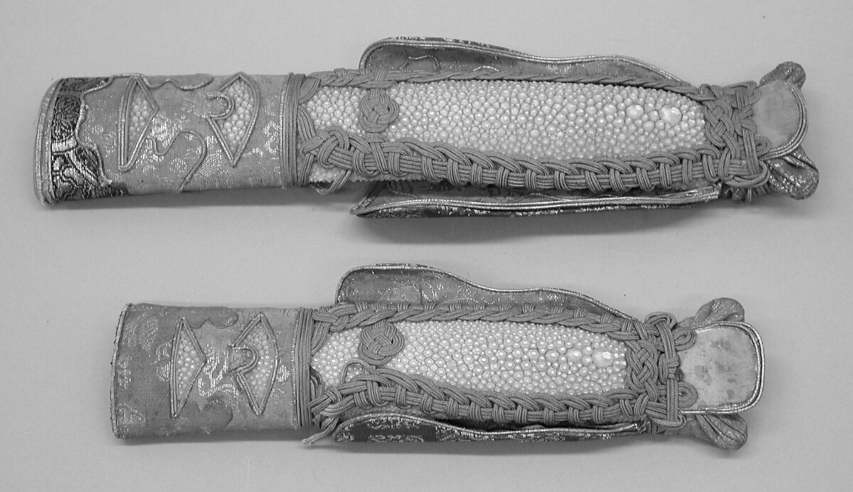Presentation Wrappings for a Pair of Sword Grips, Rayskin (<i>same</i>), textile, Japanese 